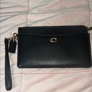 Coach Black Leather Clutch with Signature Logo